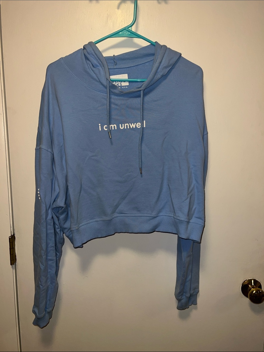 ICM Unwel Cropped Hoodie Sweatshirt - Dusty Blue